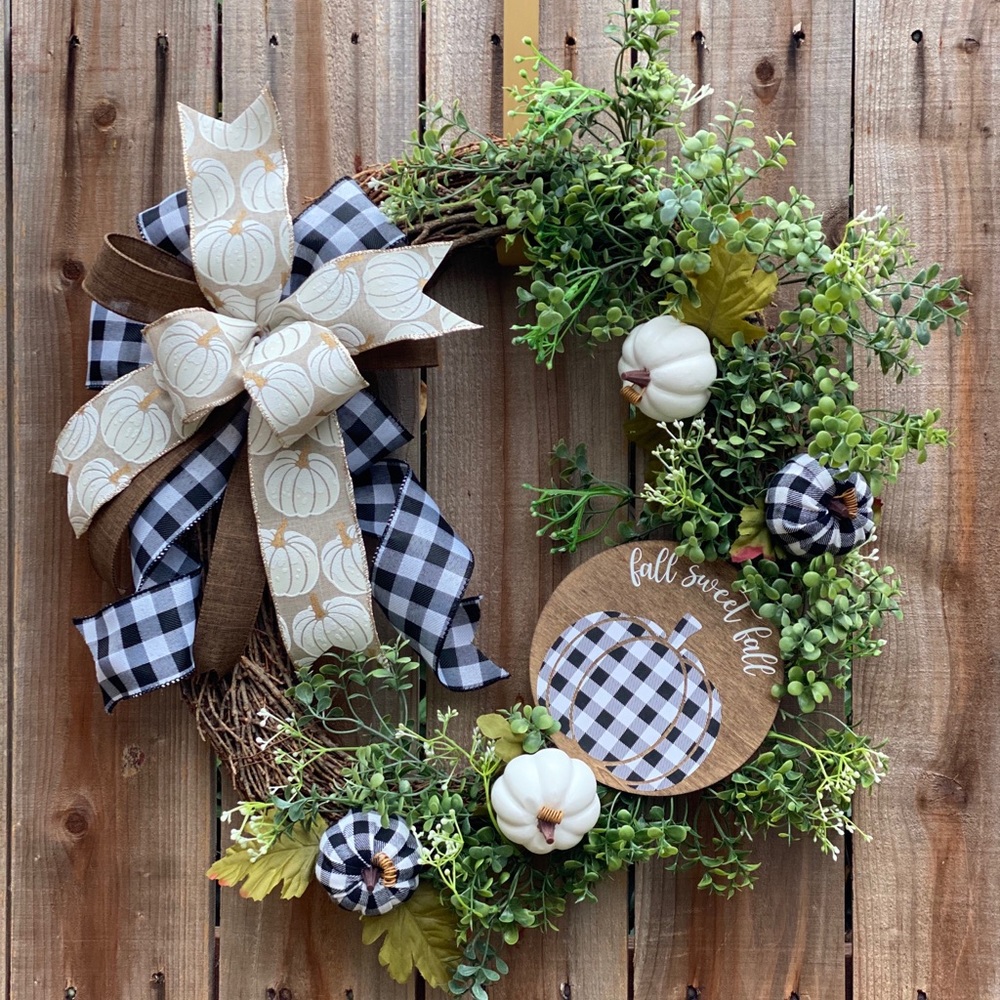 Handmade Buffalo plaid fall wreath